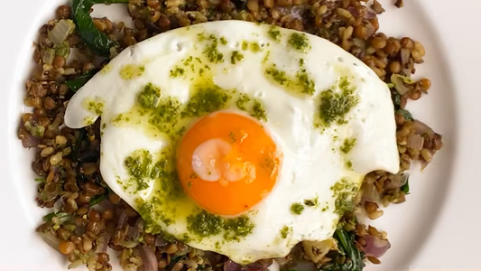 Pesto Lentils + Fried Egg