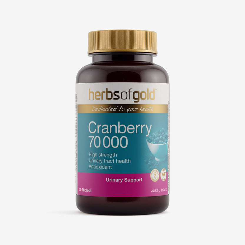 Front view of Herbs of Gold Cranberry 70000 50 tablets