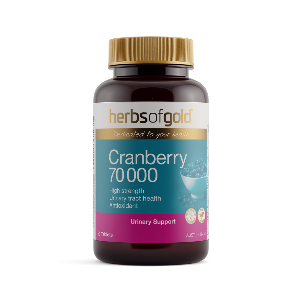 Front view of Herbs of Gold Cranberry 70000 50 tablets