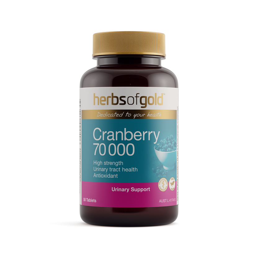 Front view of Herbs of Gold Cranberry 70000 50 tablets