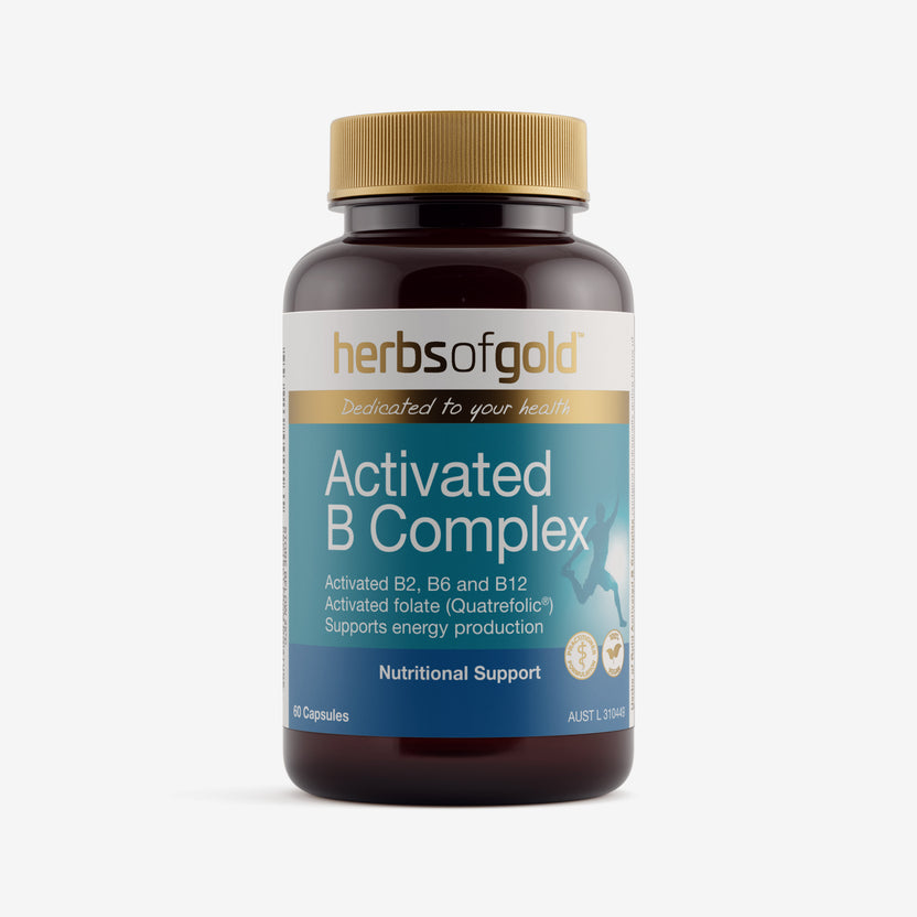 Front view of Herbs of Gold Activated B Complex 60 capsules