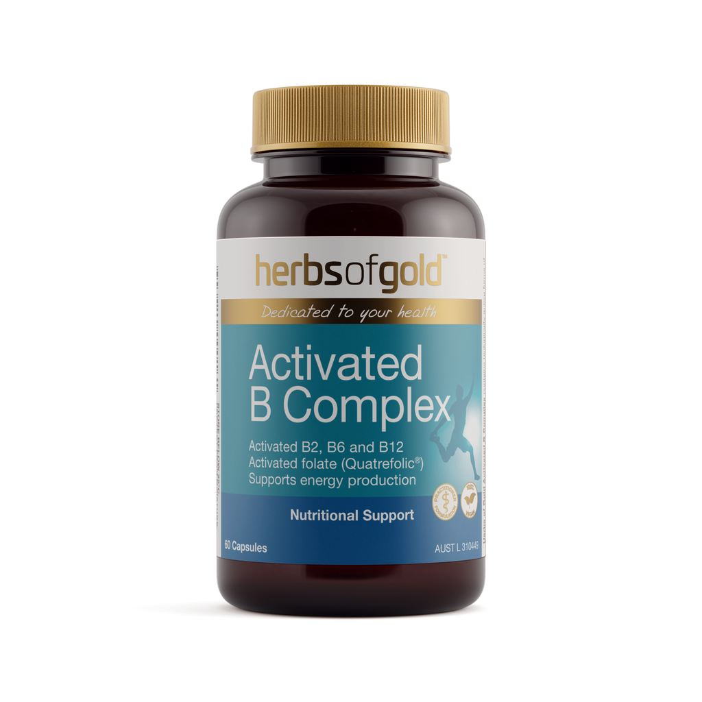 Front view of Herbs of Gold Activated B Complex 60 capsules