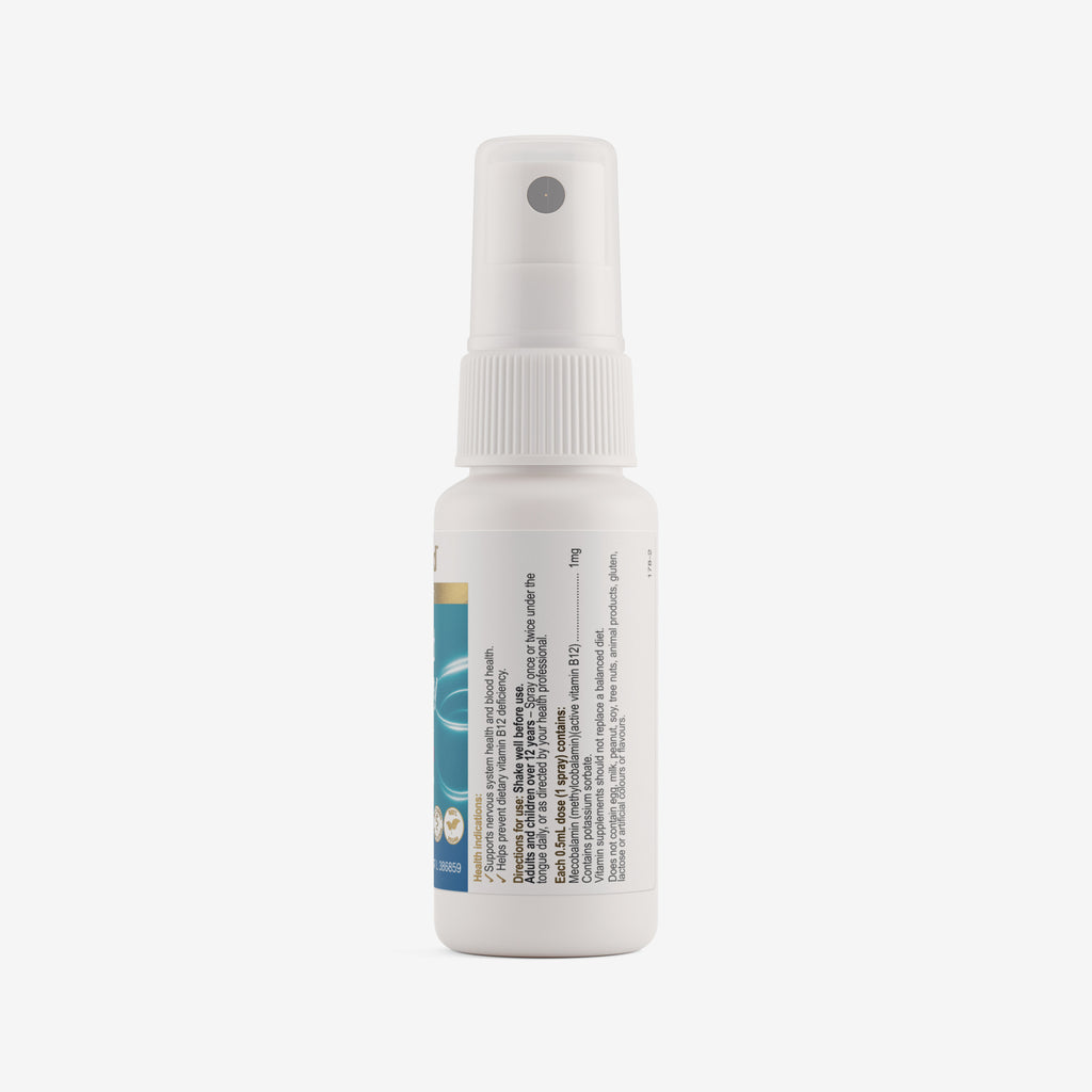 Ingredients panel for Herbs of Gold Activated B12 Spray 50mL