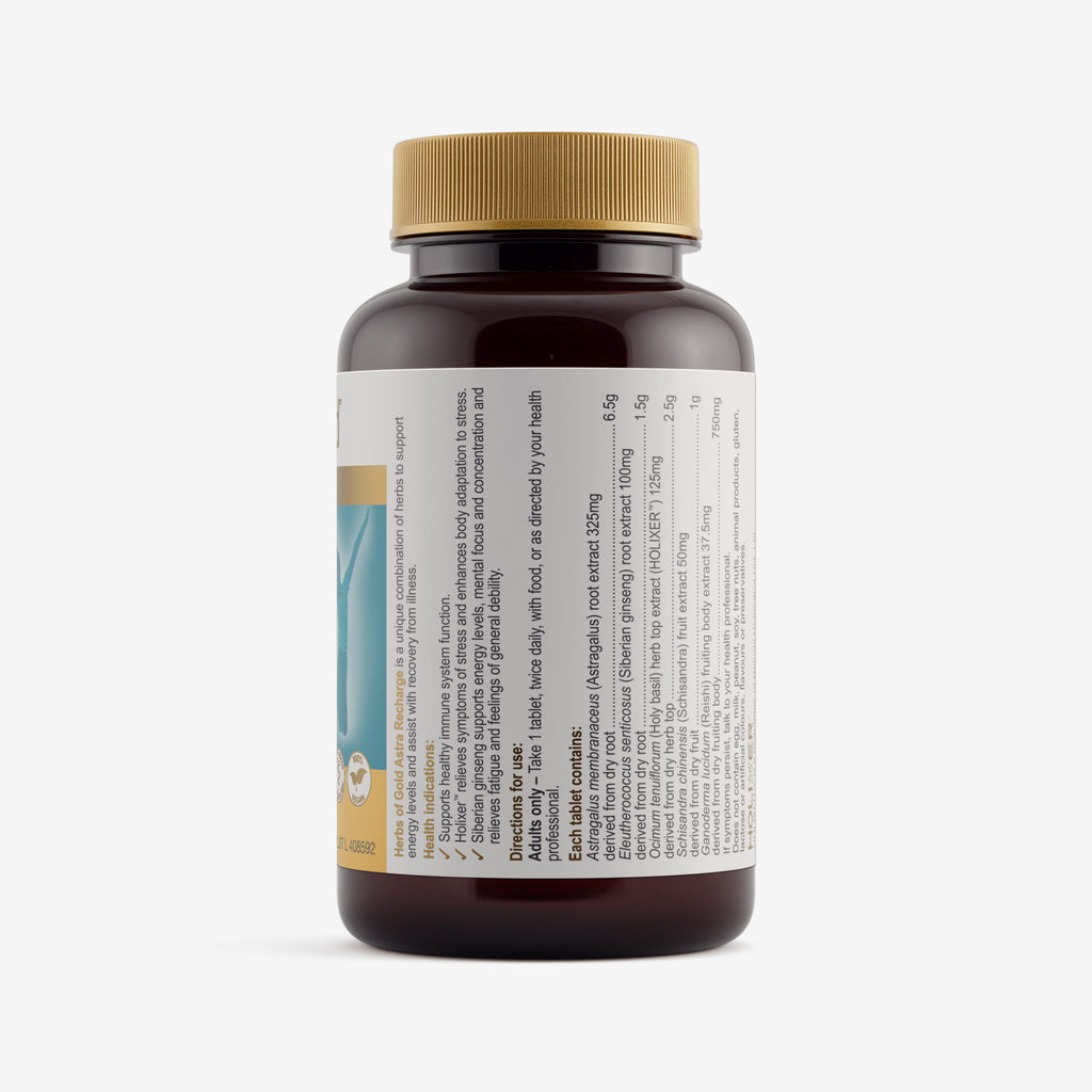 Ingredients panel for Herbs of Gold Astra Recharge 60 tablets