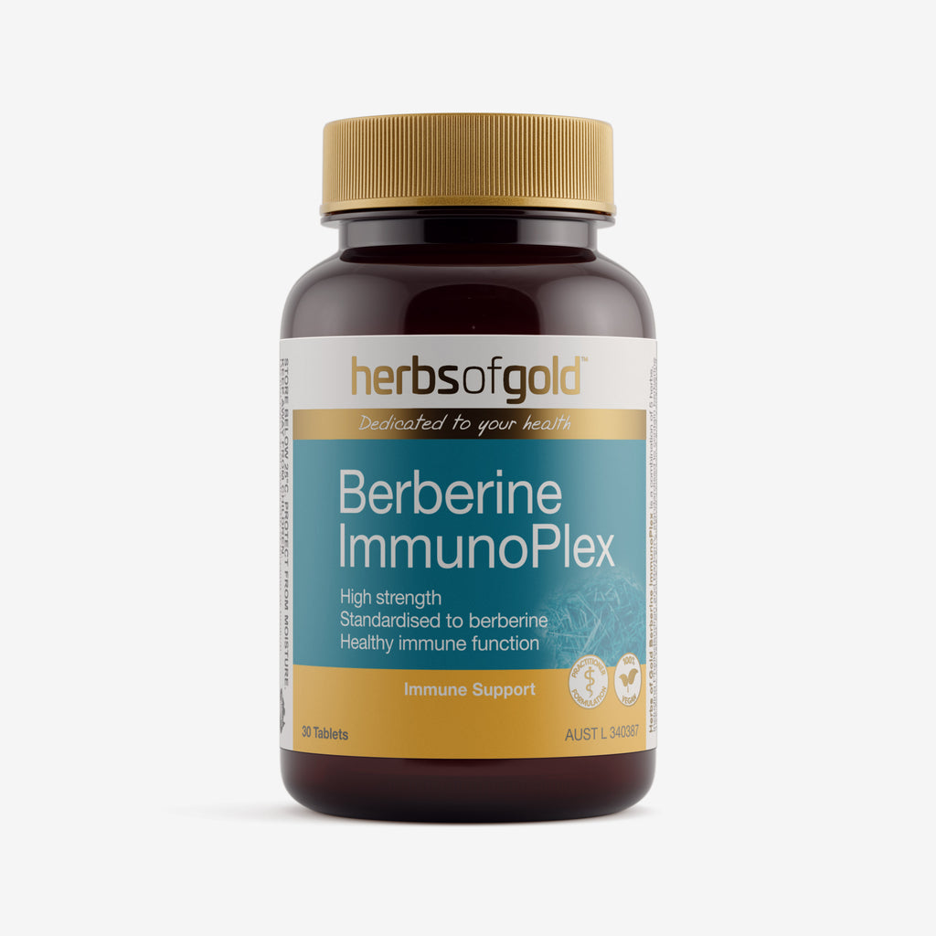 Front view of Herbs of Gold Berberine Immunoplex 30 tablets