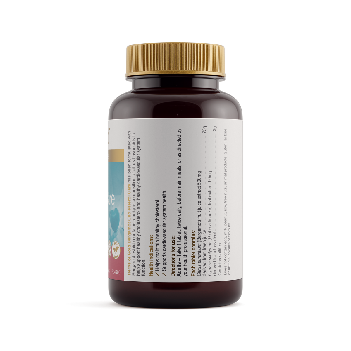 Ingredients panel for Herbs of Gold Bergamot Cholesterol Care 60 tablets