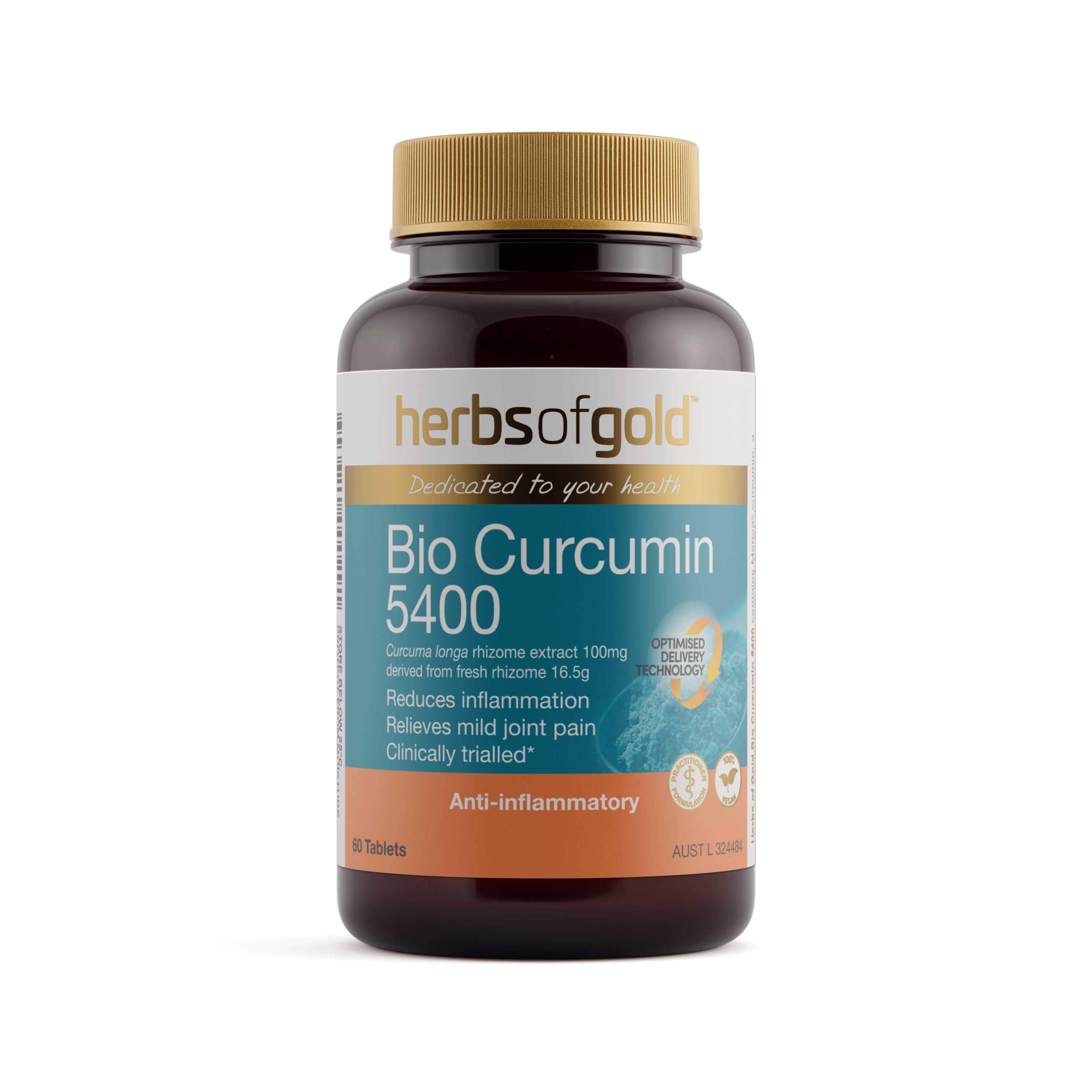 Front view of Herbs of Gold Bio Curcumin 5400 60 tablets
