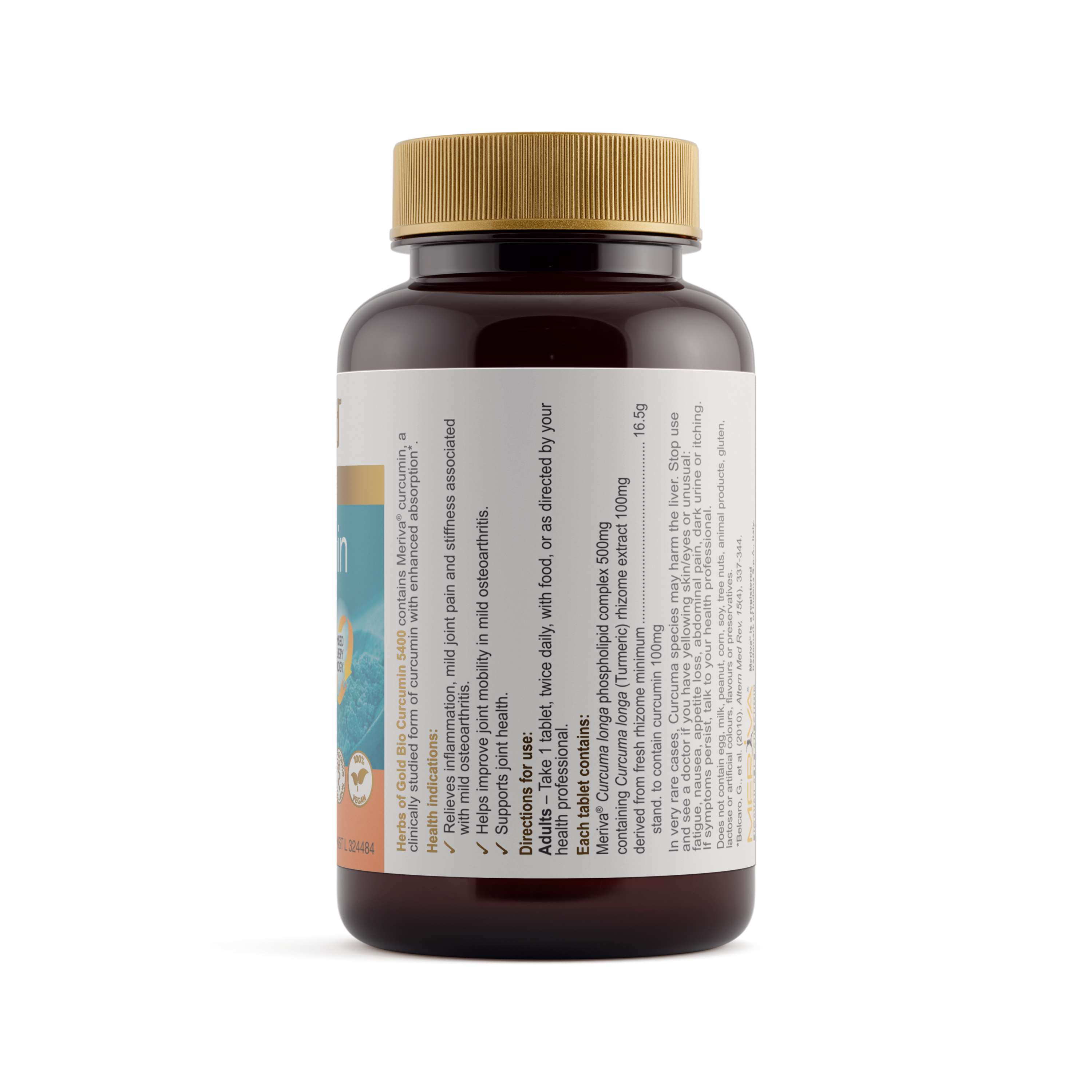 Ingredients panel for Herbs of Gold Bio Curcumin 5400 60 tablets