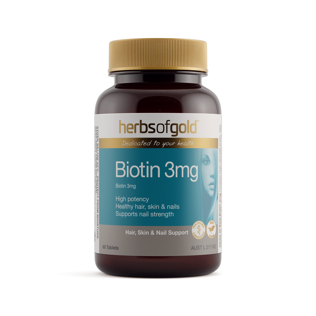 Front view of Herbs of Gold Biotin 3Mg 60 tablets