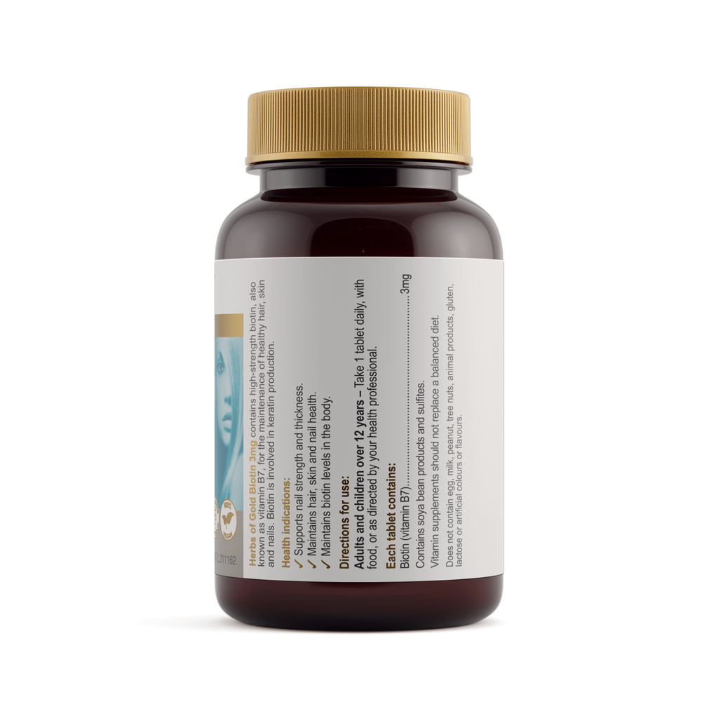 Ingredients panel for Herbs of Gold Biotin 3Mg 60 tablets