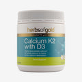 Front view of Herbs of Gold Calcium K2 with D3 180 tablets