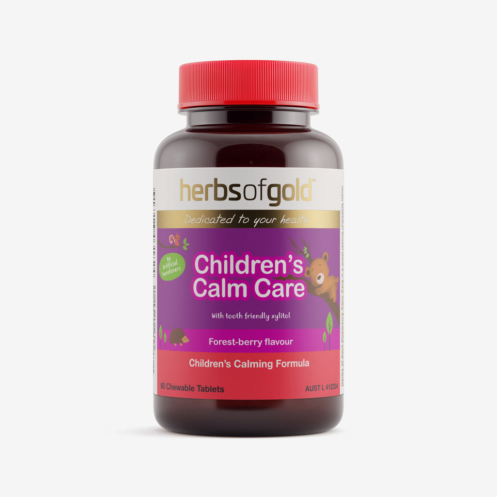 Front view of Herbs of Gold Children's Calm Care (Chewable) 60 tablets