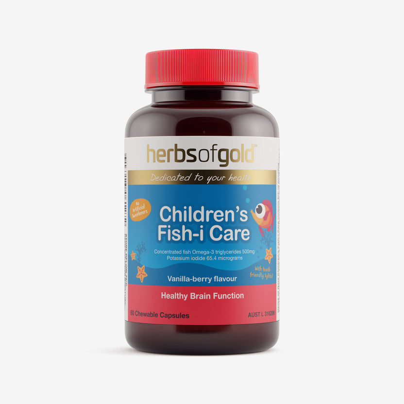 Front view of Herbs of Gold Children's Fish-I Care (Chewable) 60 capsules