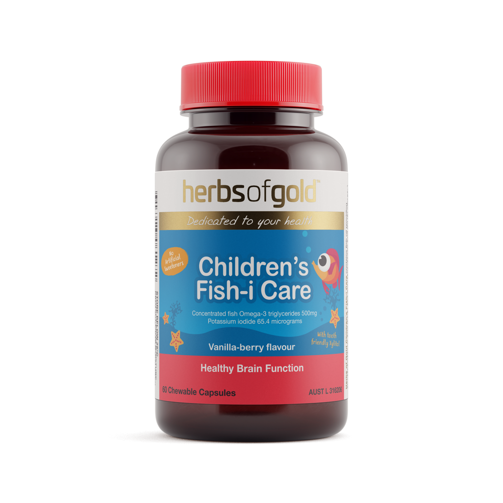 Front view of Herbs of Gold Children's Fish-I Care (Chewable) 60 capsules