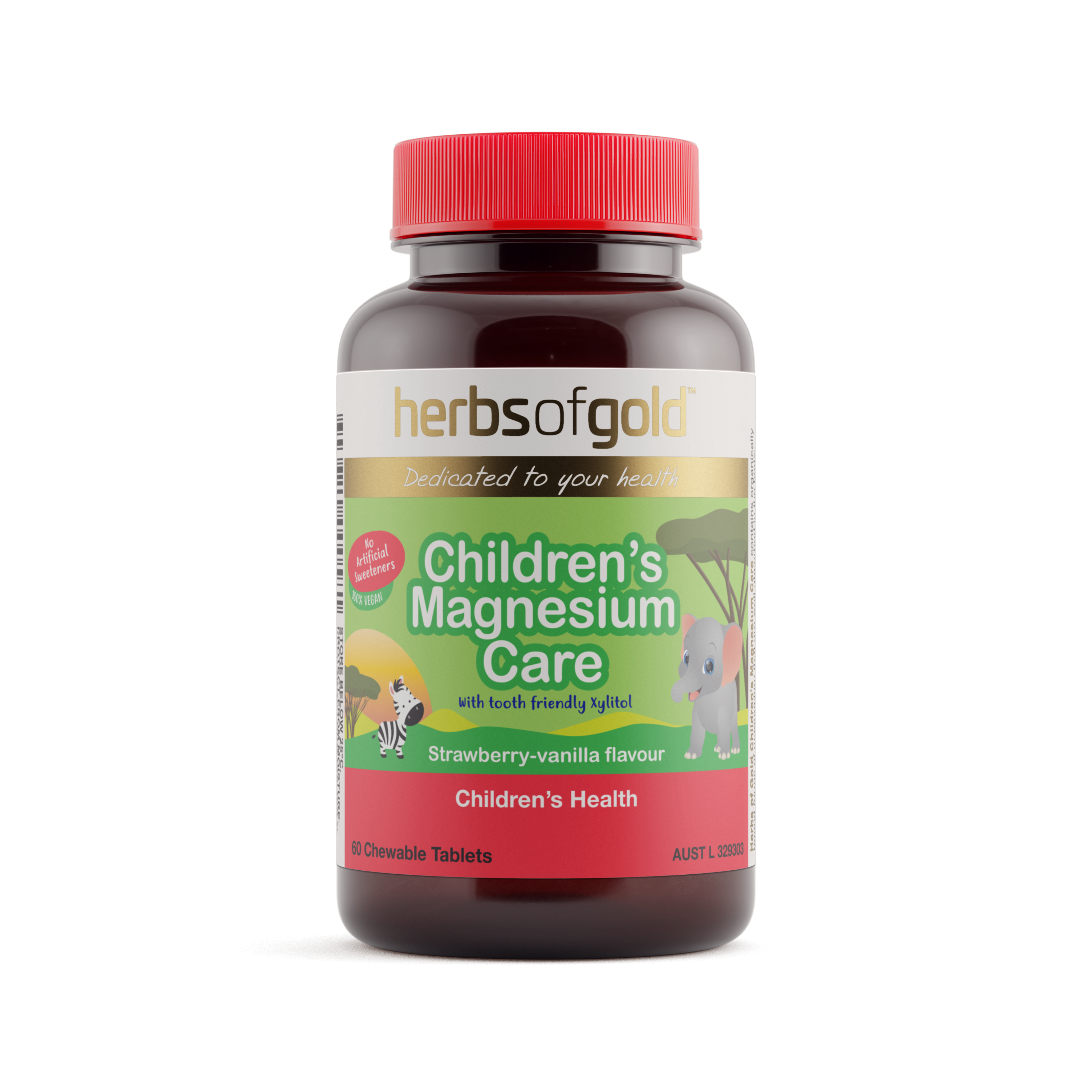 Front view of Herbs of Gold Children's Magnesium Care (Chewable) 60 tablets