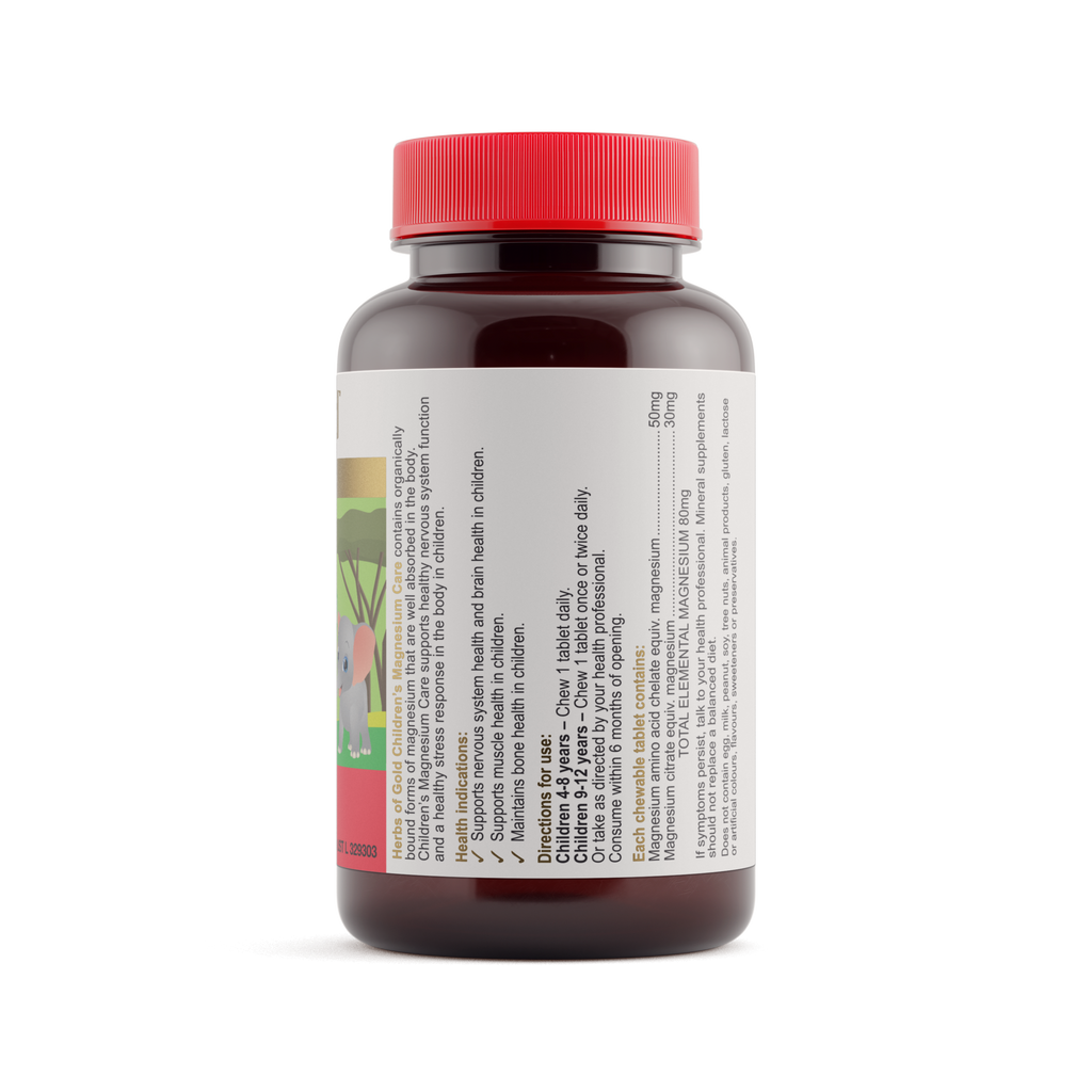 Ingredients panel for Herbs of Gold Children's Magnesium Care (Chewable) 60 tablets