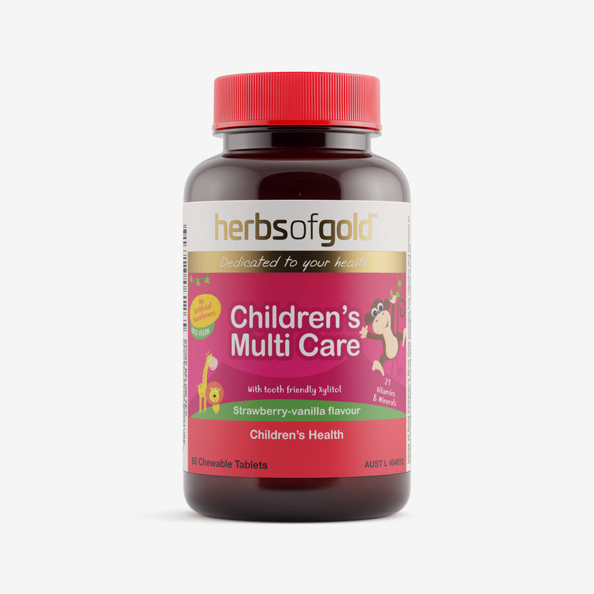 Front view of Herbs of Gold Children's Multi Care (Chewable) 60 tablets