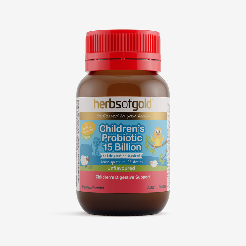 Front view of Herbs of Gold Children's Probiotic 15 Billion 50 g