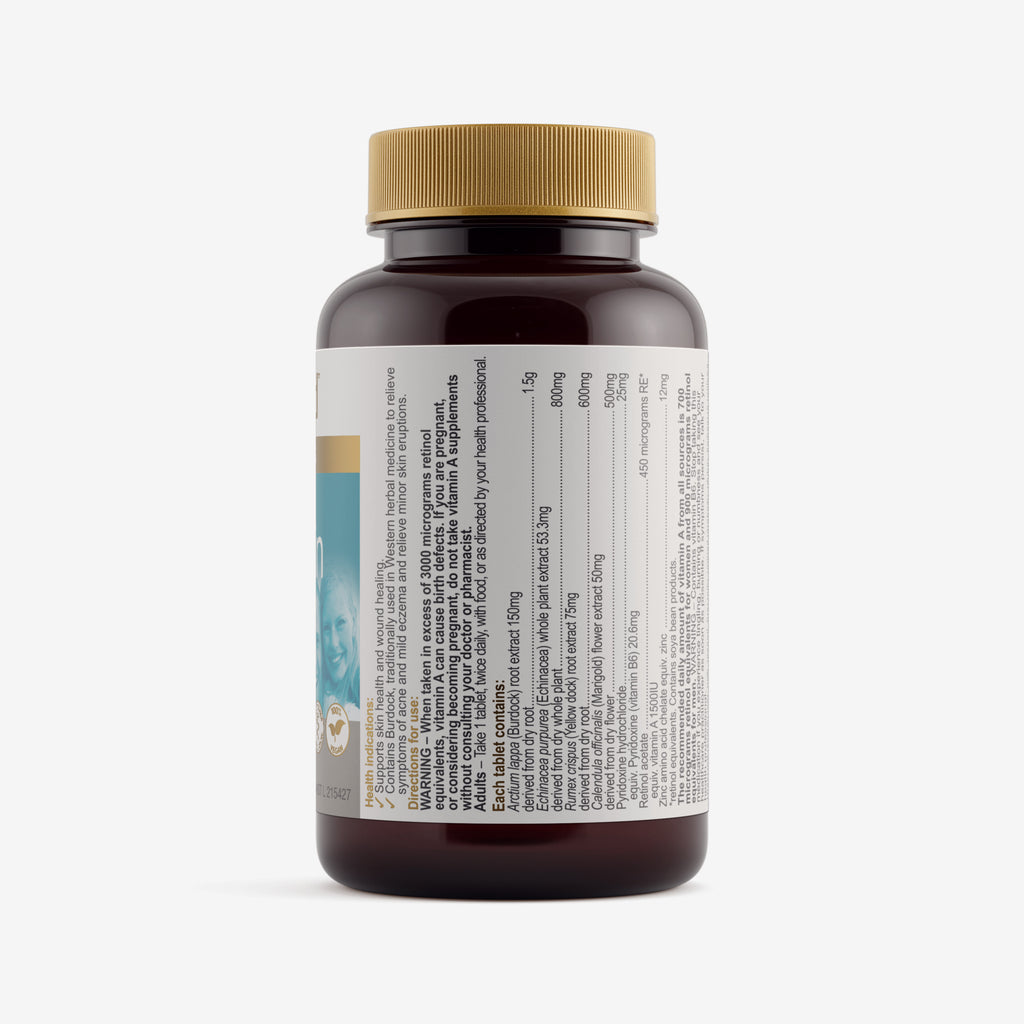 Ingredients panel for Herbs of Gold Clear Skin 60 tablets