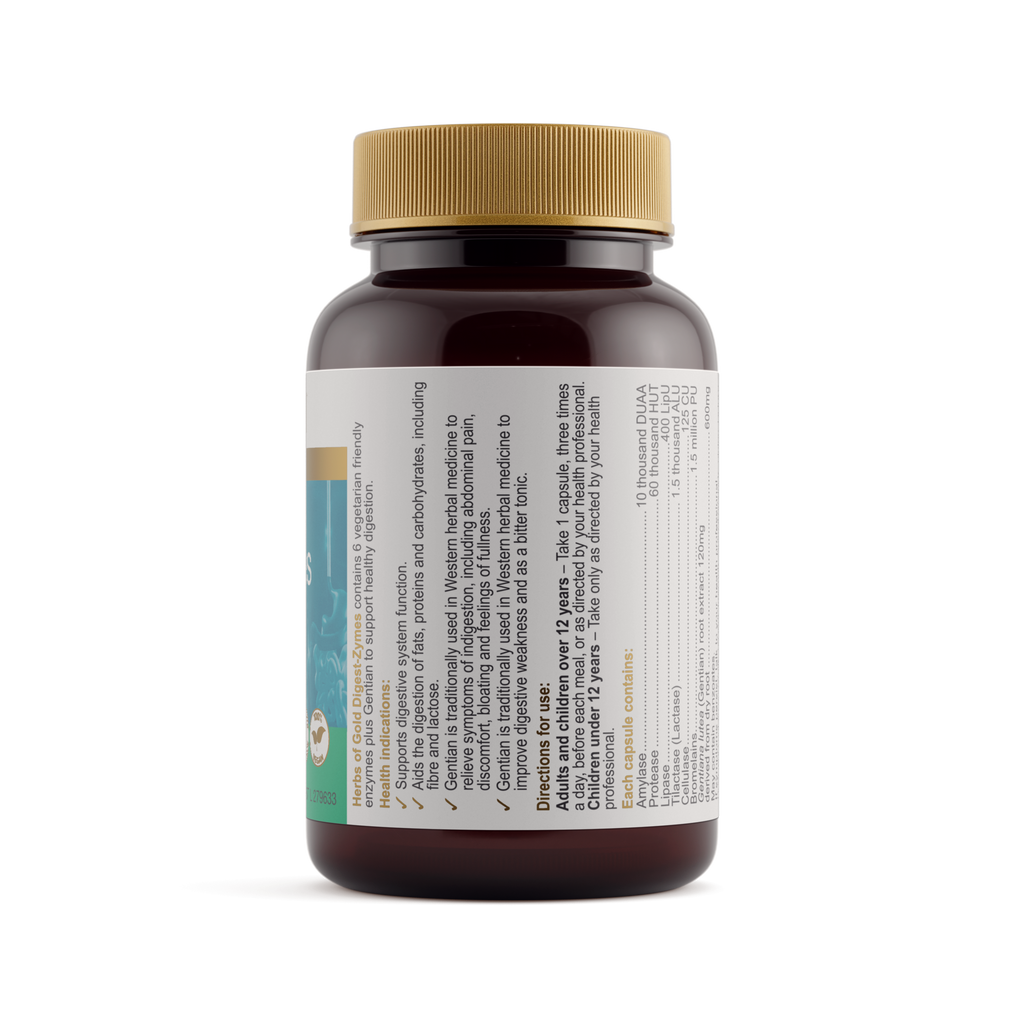 Ingredients panel for Herbs of Gold Digest-Zymes 60 capsules