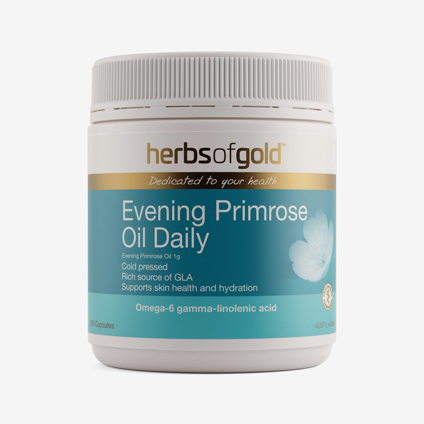 Front view of Herbs of Gold Evening Primrose Oil Daily 200 capsules