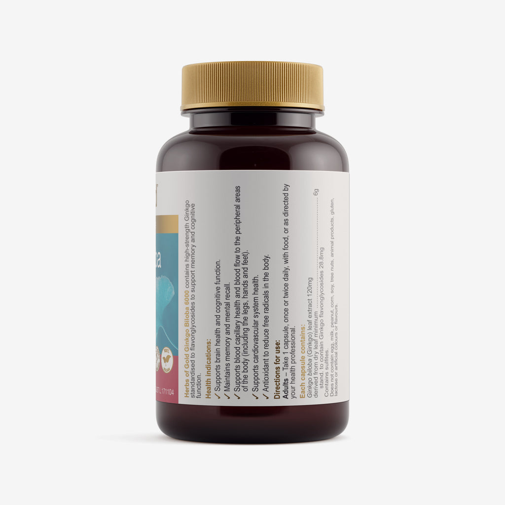 Ingredients panel for Herbs of Gold Ginkgo Biloba 6000 60 capsules