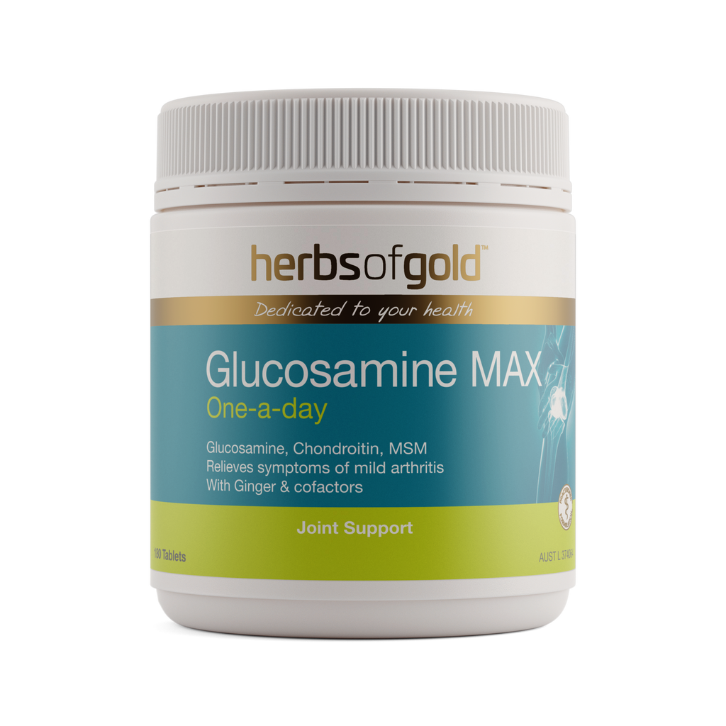 Front view of Herbs of Gold Glucosamine Max 180 tablets