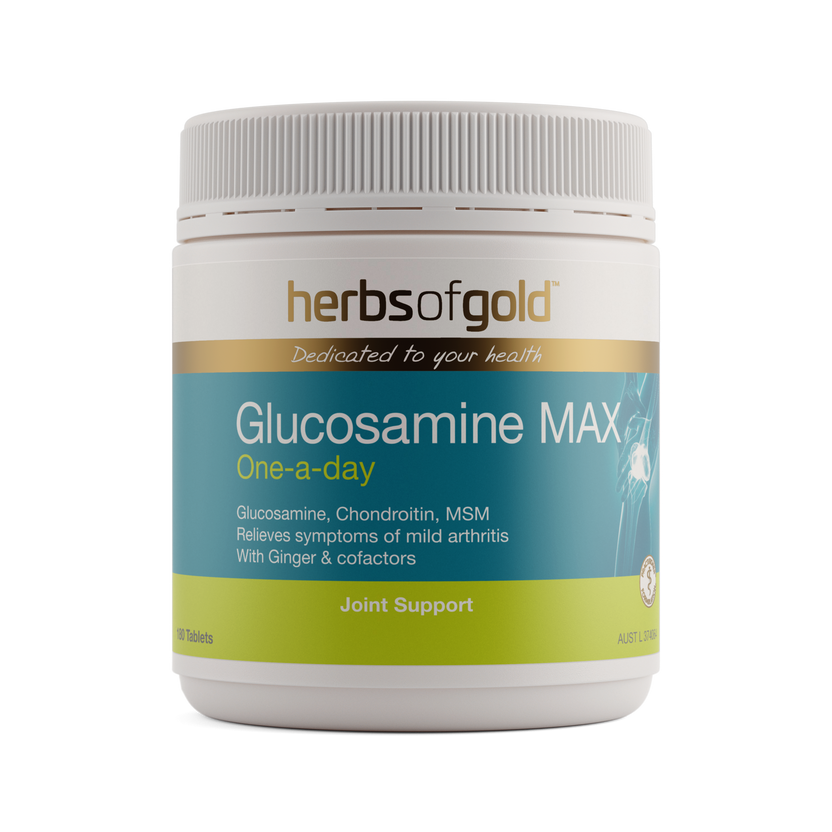 Front view of Herbs of Gold Glucosamine Max 180 tablets