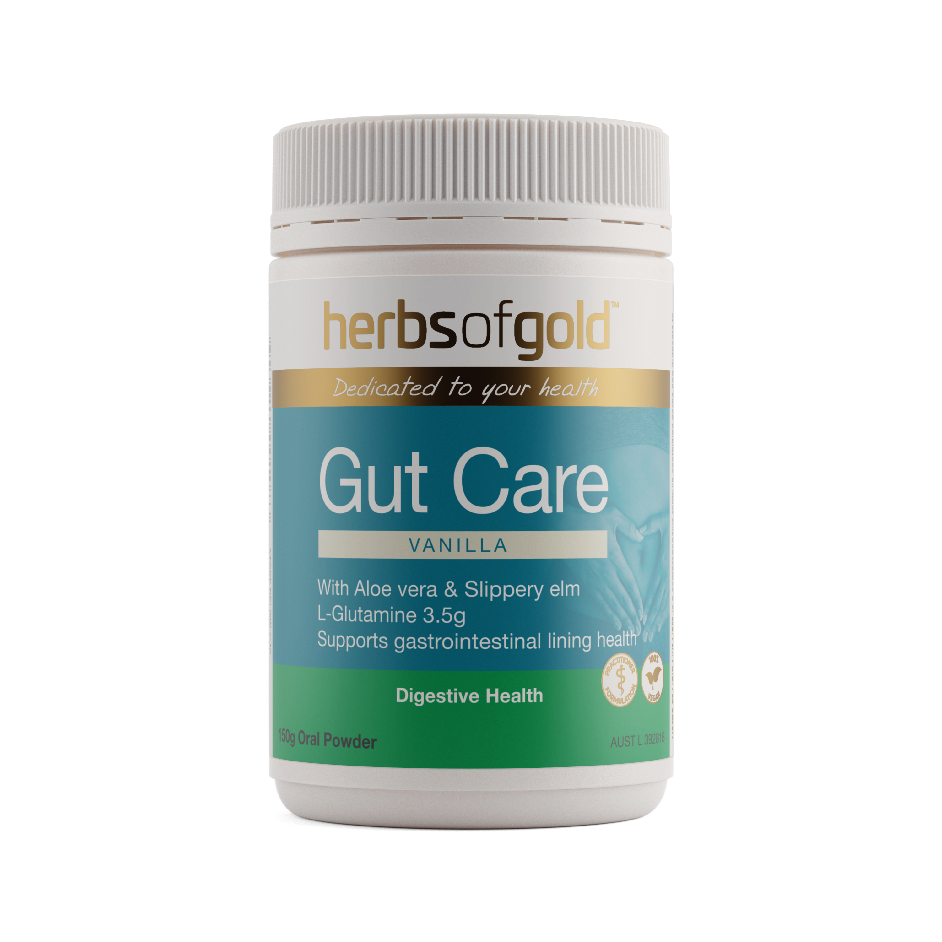Front view of Herbs of Gold Gut Care 150g