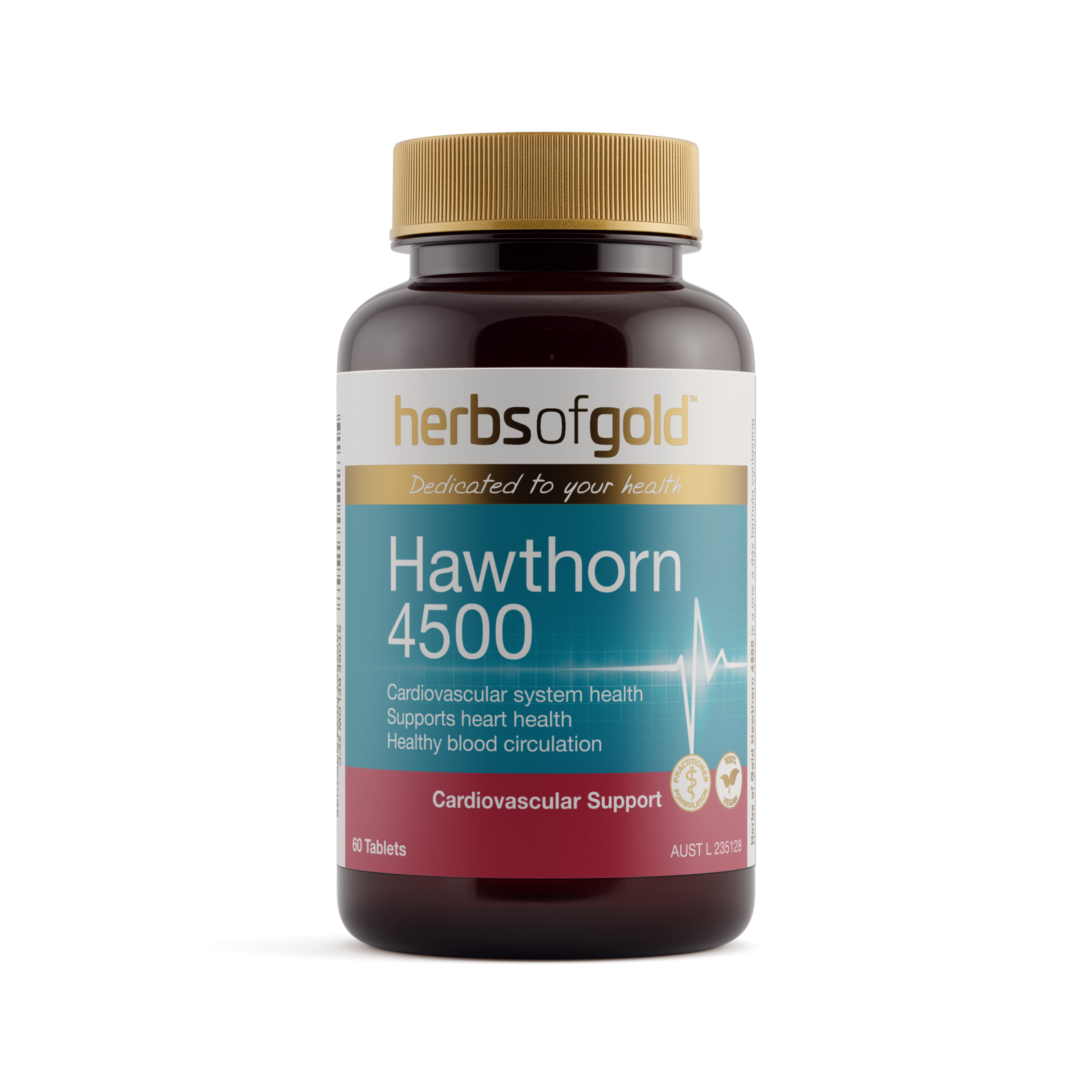 Front view of Herbs of Gold Hawthorn 4500 60 tablets