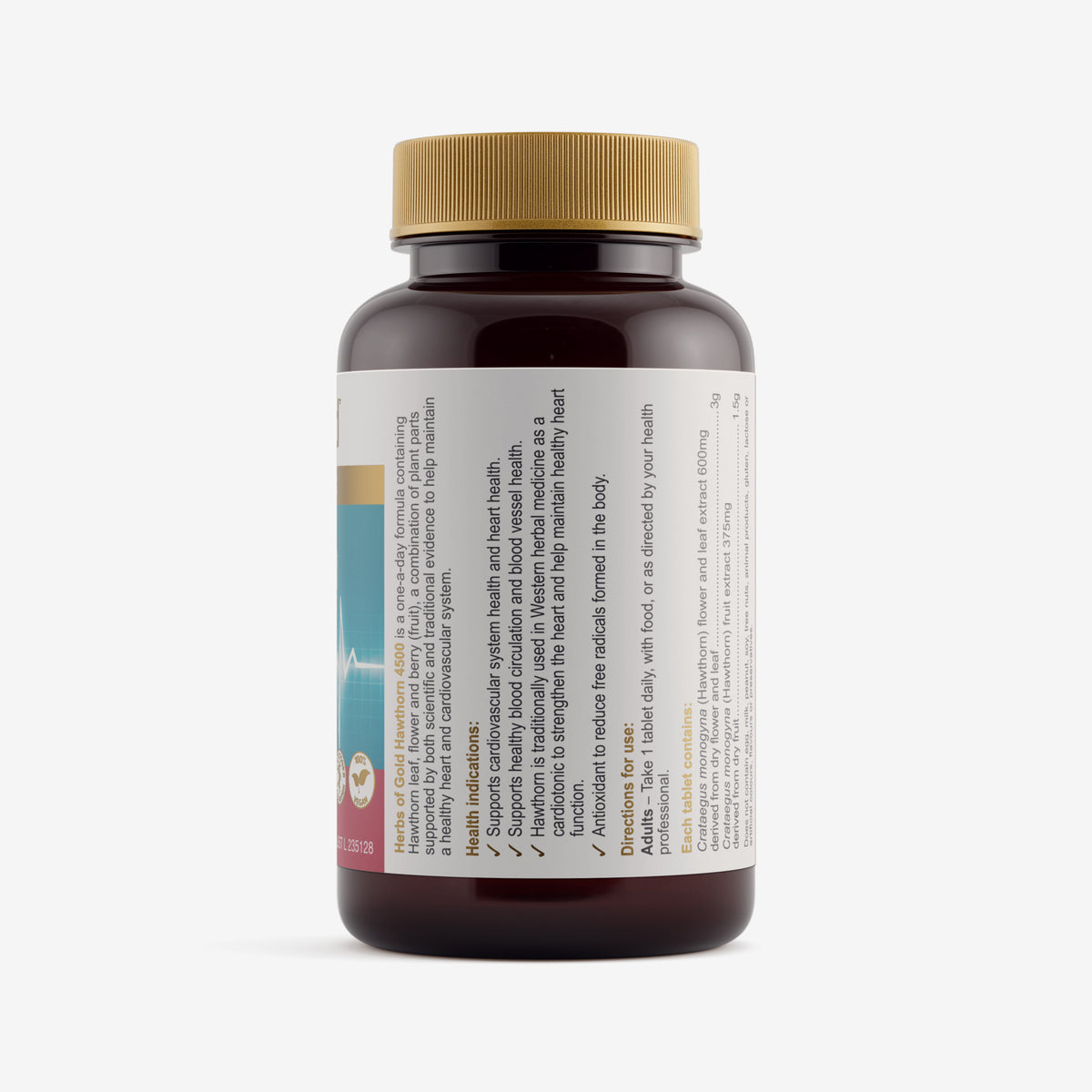 Ingredients panel for Herbs of Gold Hawthorn 4500 60 tablets