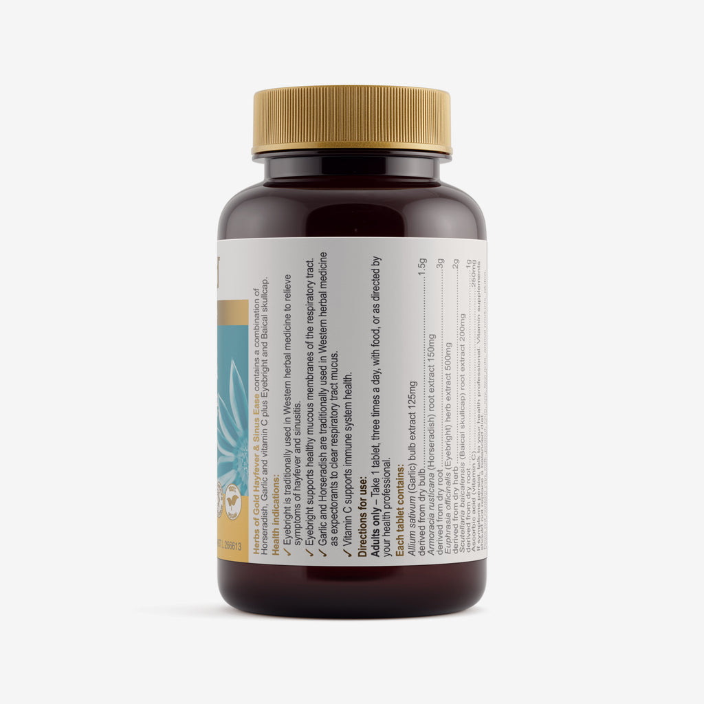 Ingredients panel for Herbs of Gold Hayfever & Sinus Ease 60 tablets