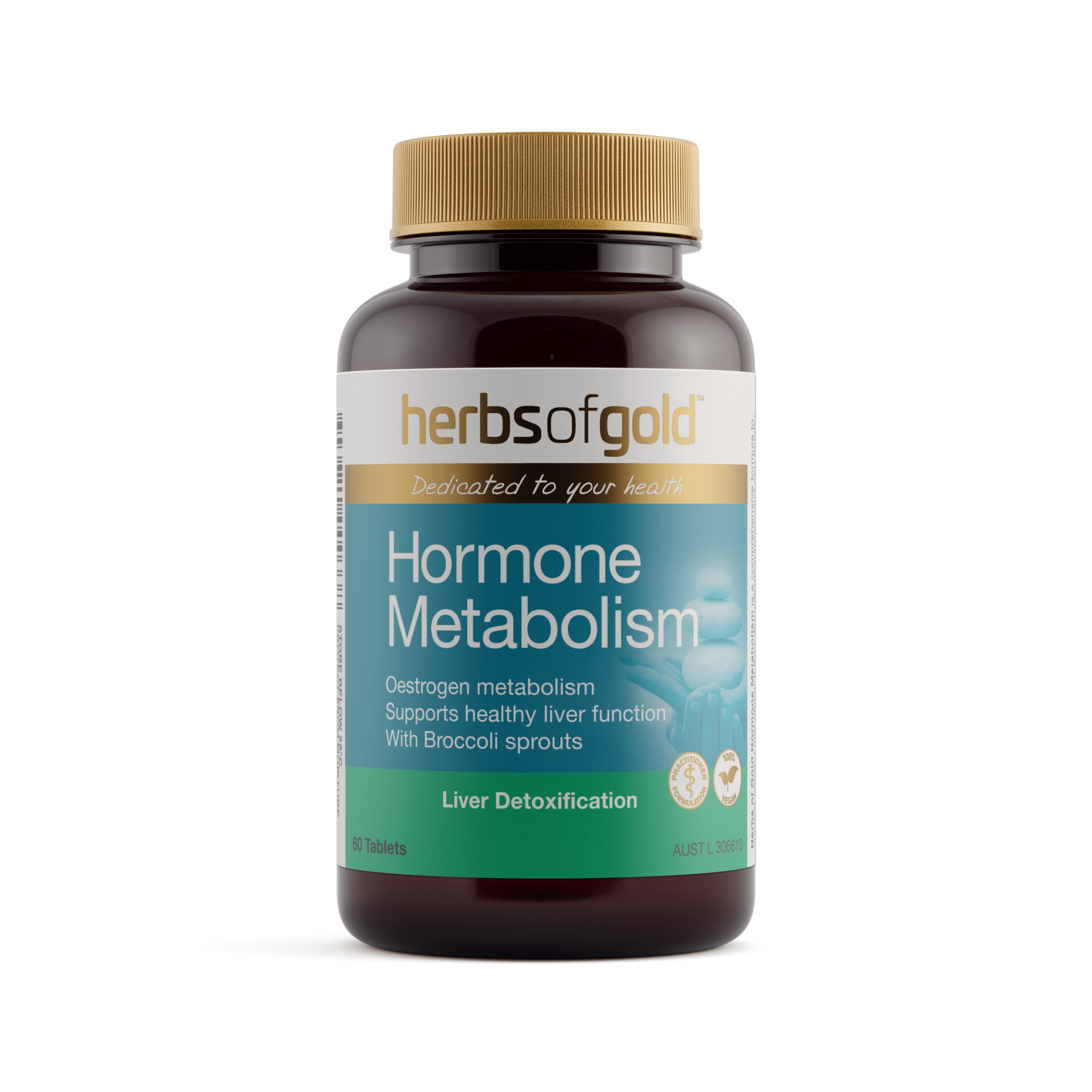 Front view of Herbs of Gold Hormone Metabolism 60 tablets