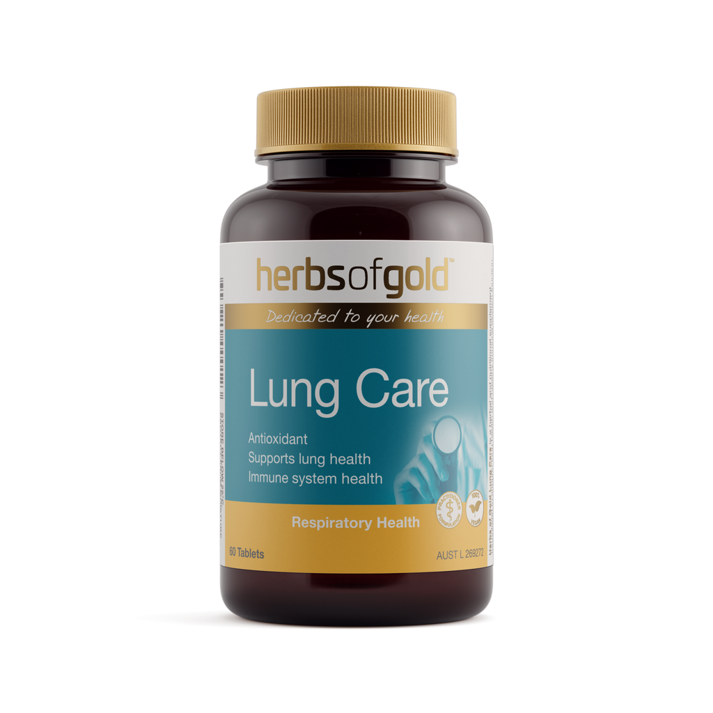 Front view of Herbs of Gold Lung Care 60 tablets