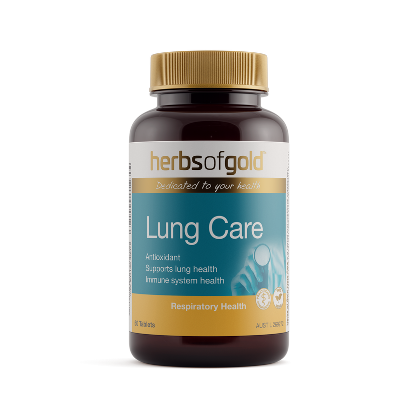 Front view of Herbs of Gold Lung Care 60 tablets