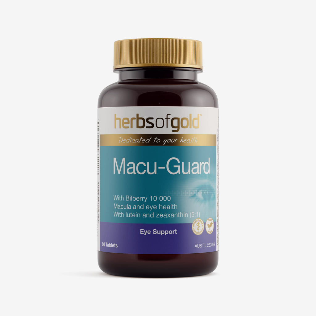 Front view of Herbs of Gold Macu-Guard 60 capsules