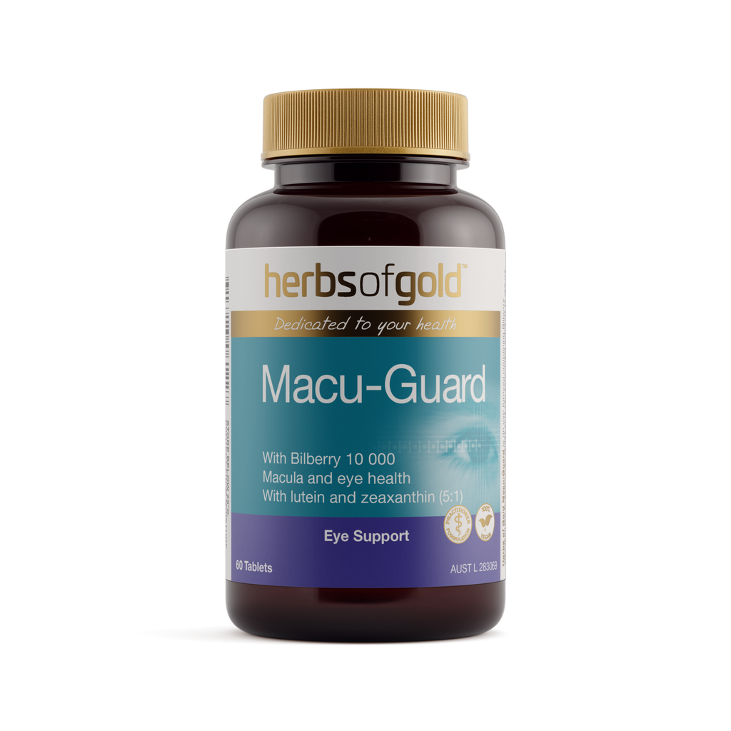 Front view of Herbs of Gold Macu-Guard 60 capsules