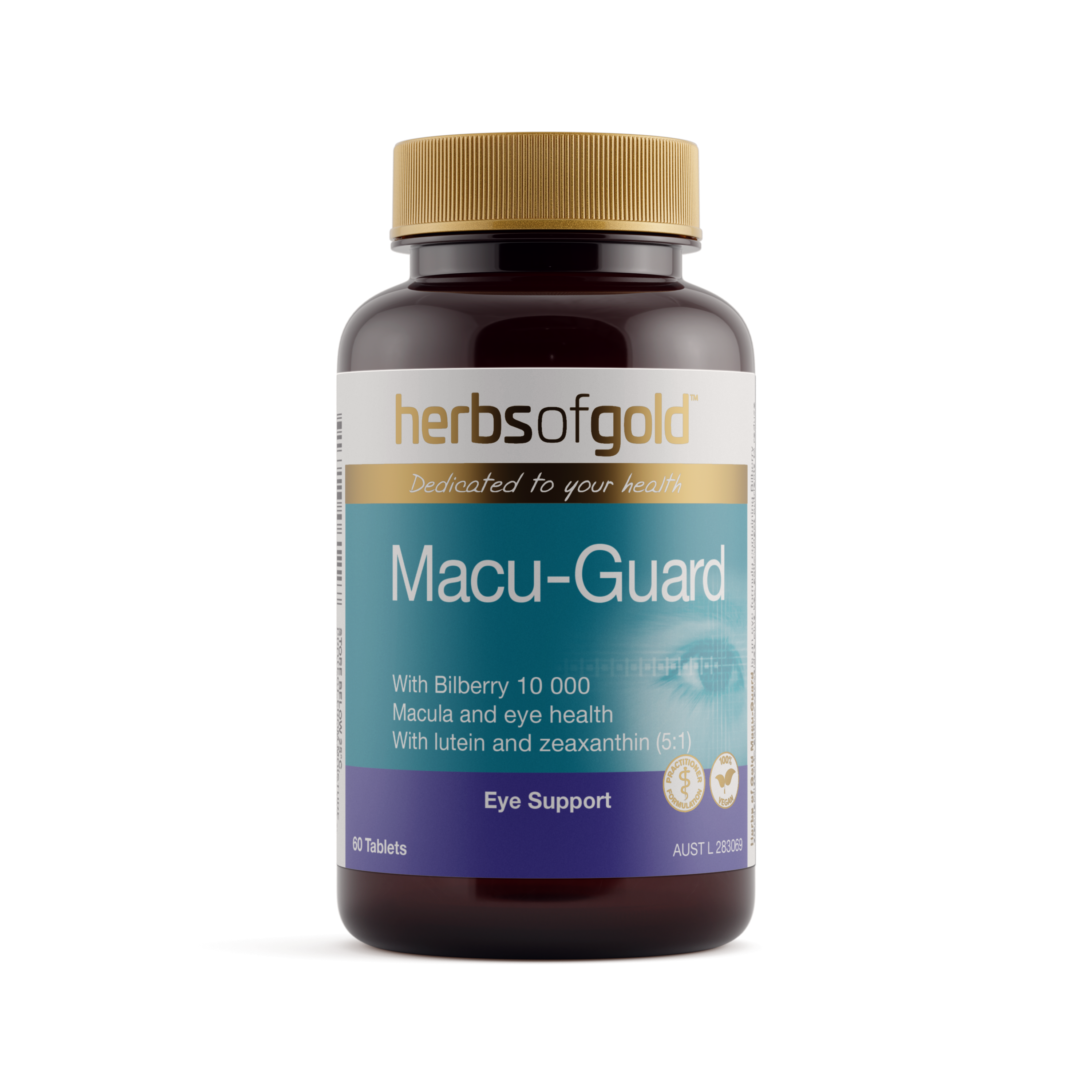 Front view of Herbs of Gold Macu-Guard 60 capsules
