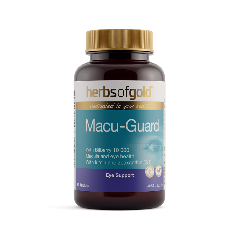 Front view of Herbs of Gold Macu-Guard 60 capsules