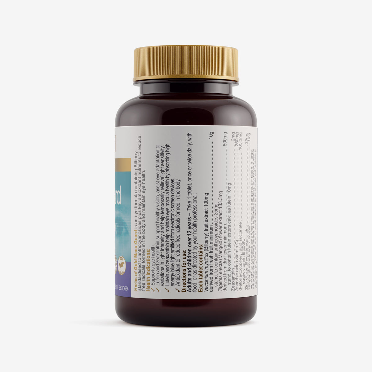 Ingredients panel for Herbs of Gold Macu-Guard 60 capsules