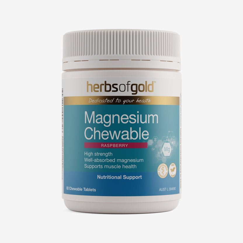 Front view of Herbs of Gold Magnesium Chewable 60 tablets