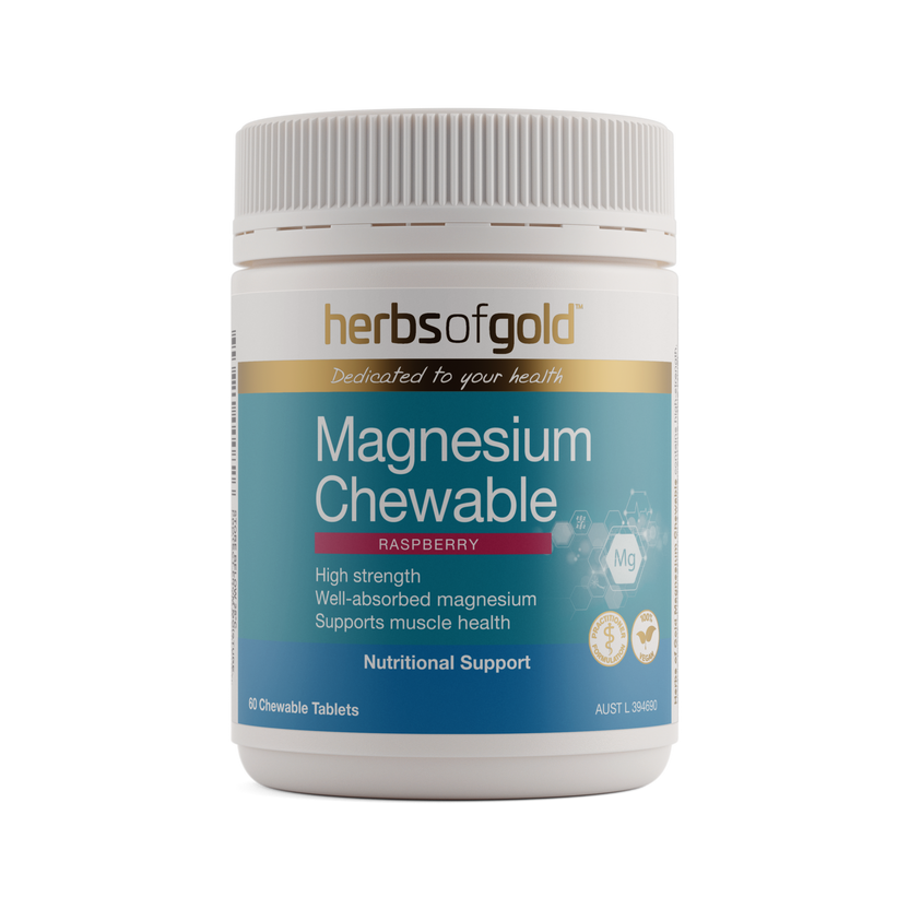 Front view of Herbs of Gold Magnesium Chewable 60 tablets