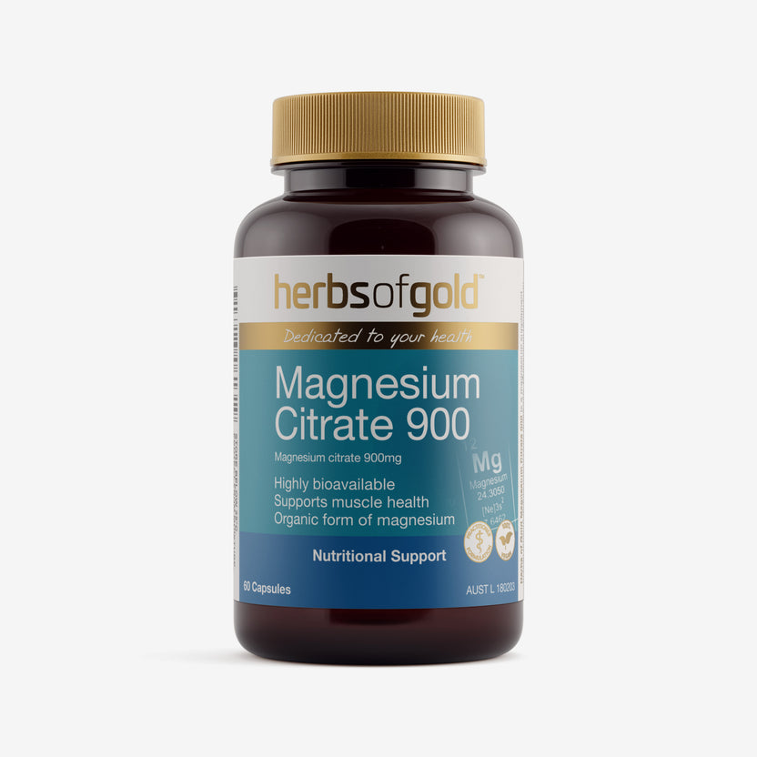 Front view of Herbs of Gold Magnesium Citrate 900 60 capsules