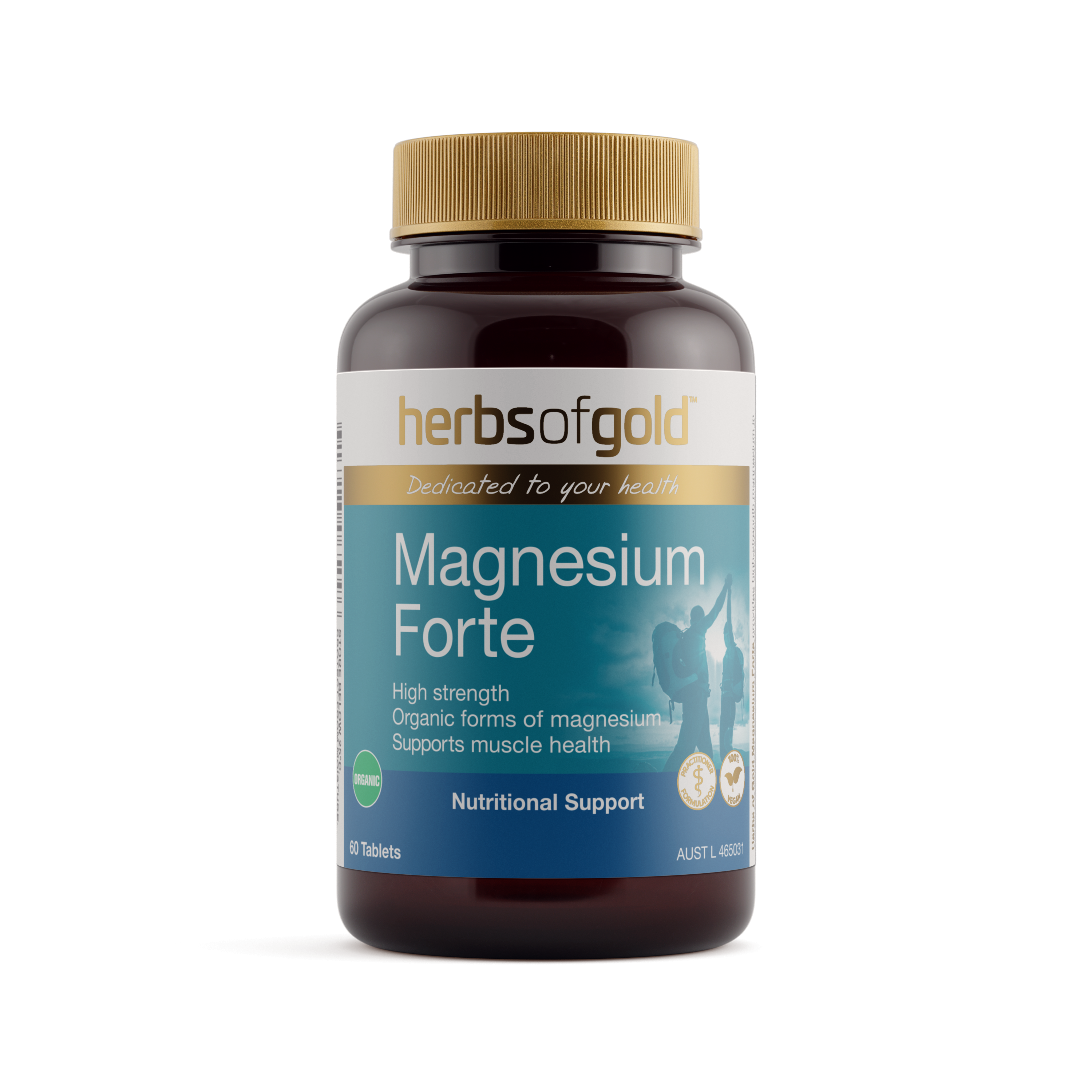Front view of Herbs of Gold Magnesium Forte 60 tablets