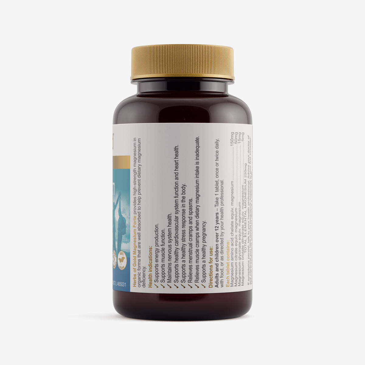 Ingredients panel for Herbs of Gold Magnesium Forte 60 tablets