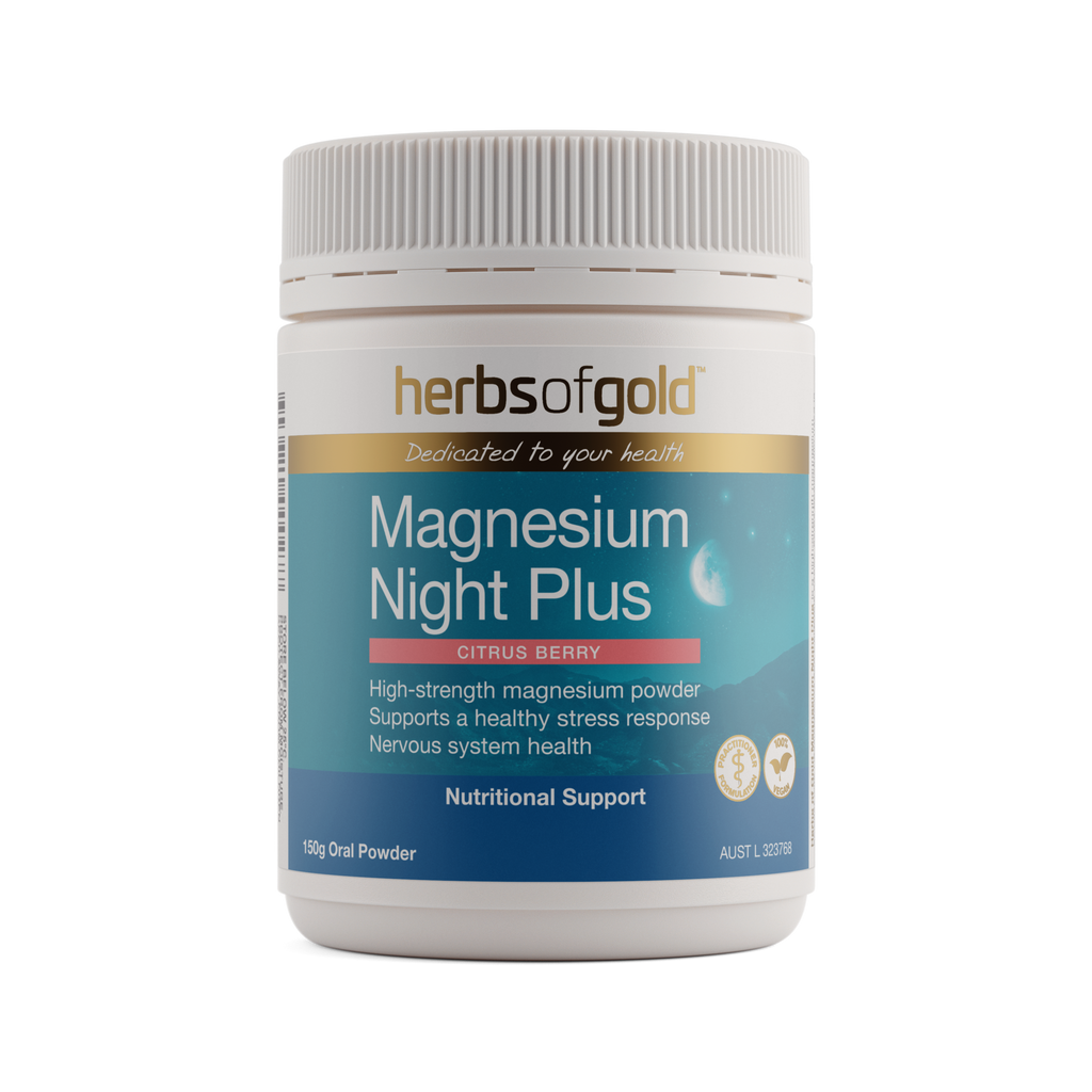 Front view of Herbs of Gold Magnesium Night Plus 300g