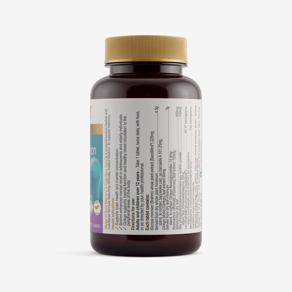 Ingredients panel for Herbs of Gold Memory & Cognition Gold 60 tablets