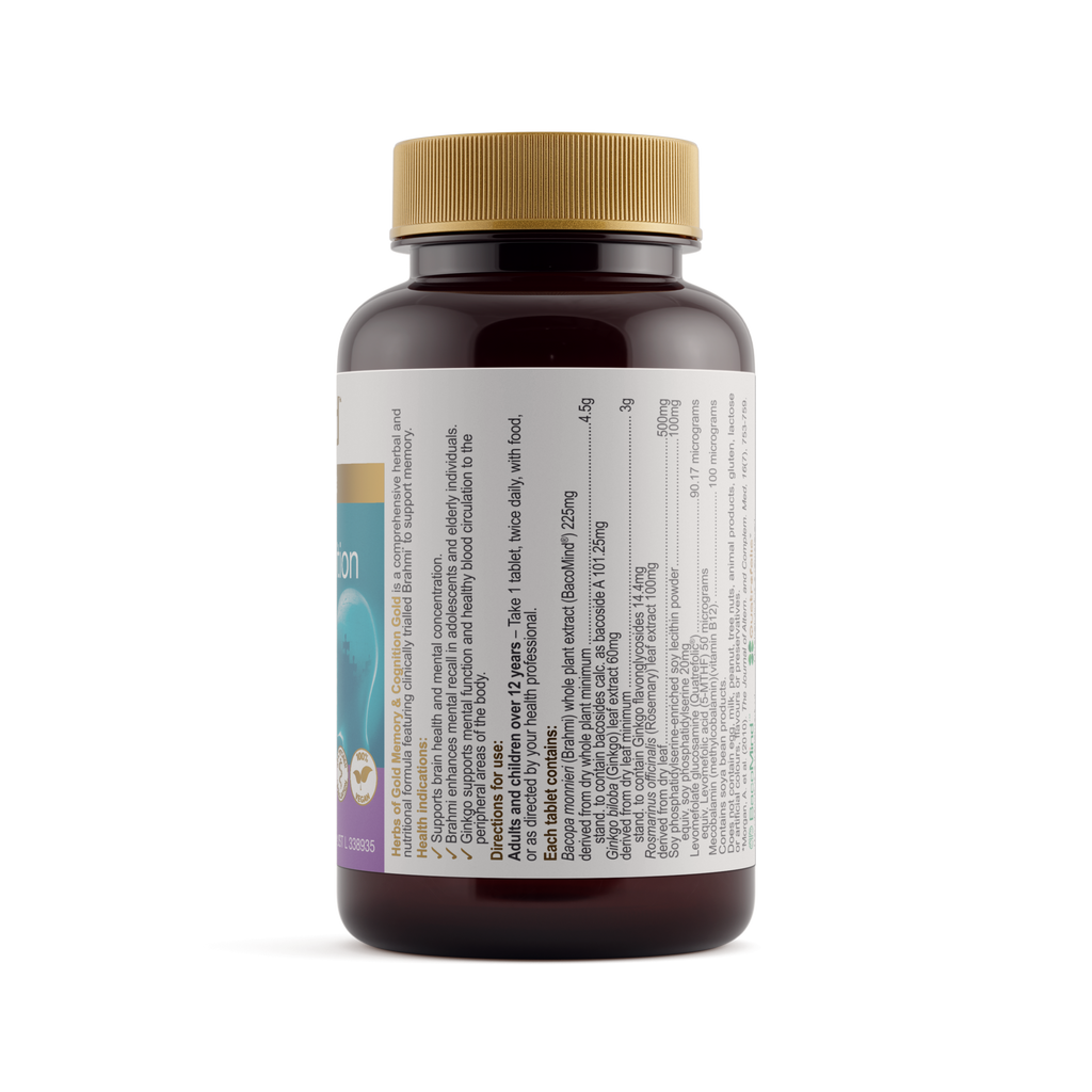Ingredients panel for Herbs of Gold Memory & Cognition Gold 60 tablets