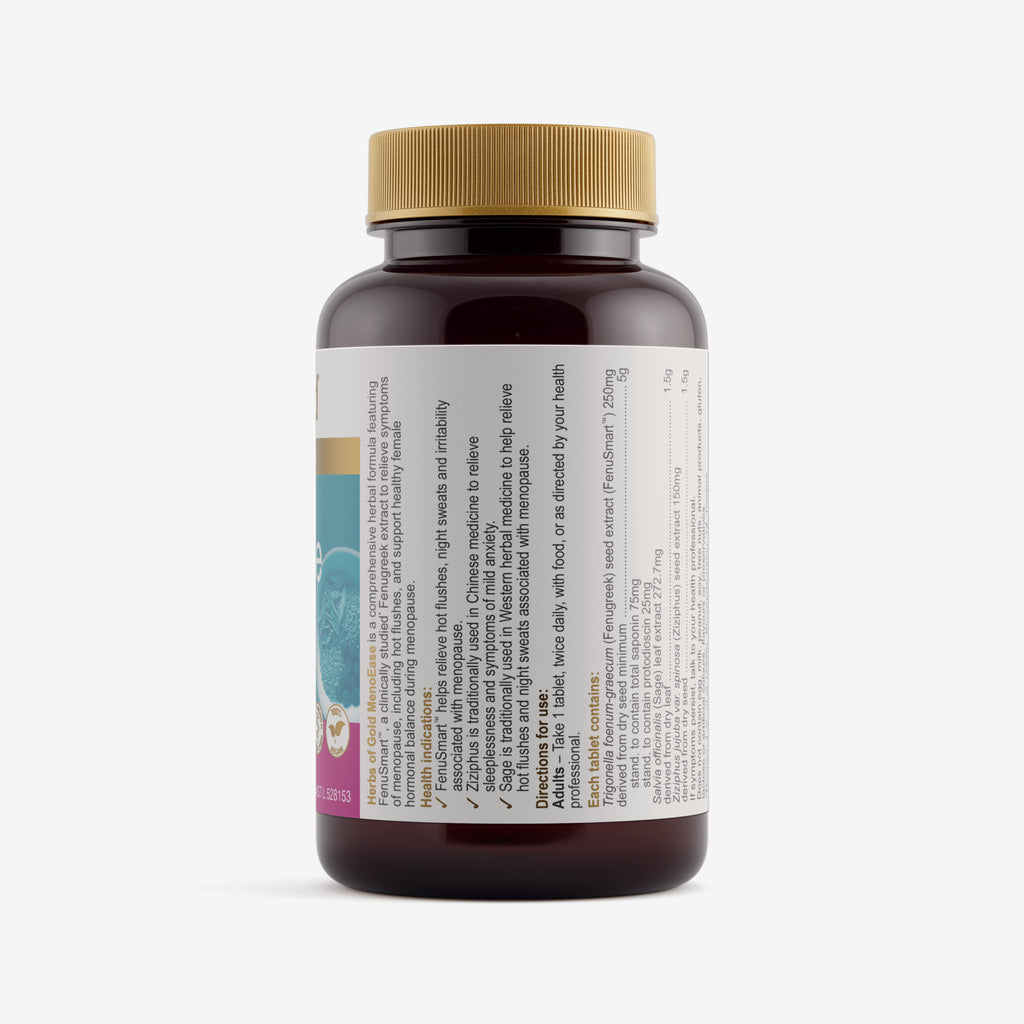 Ingredients panel for Herbs of Gold MenoEase 60 tablets
