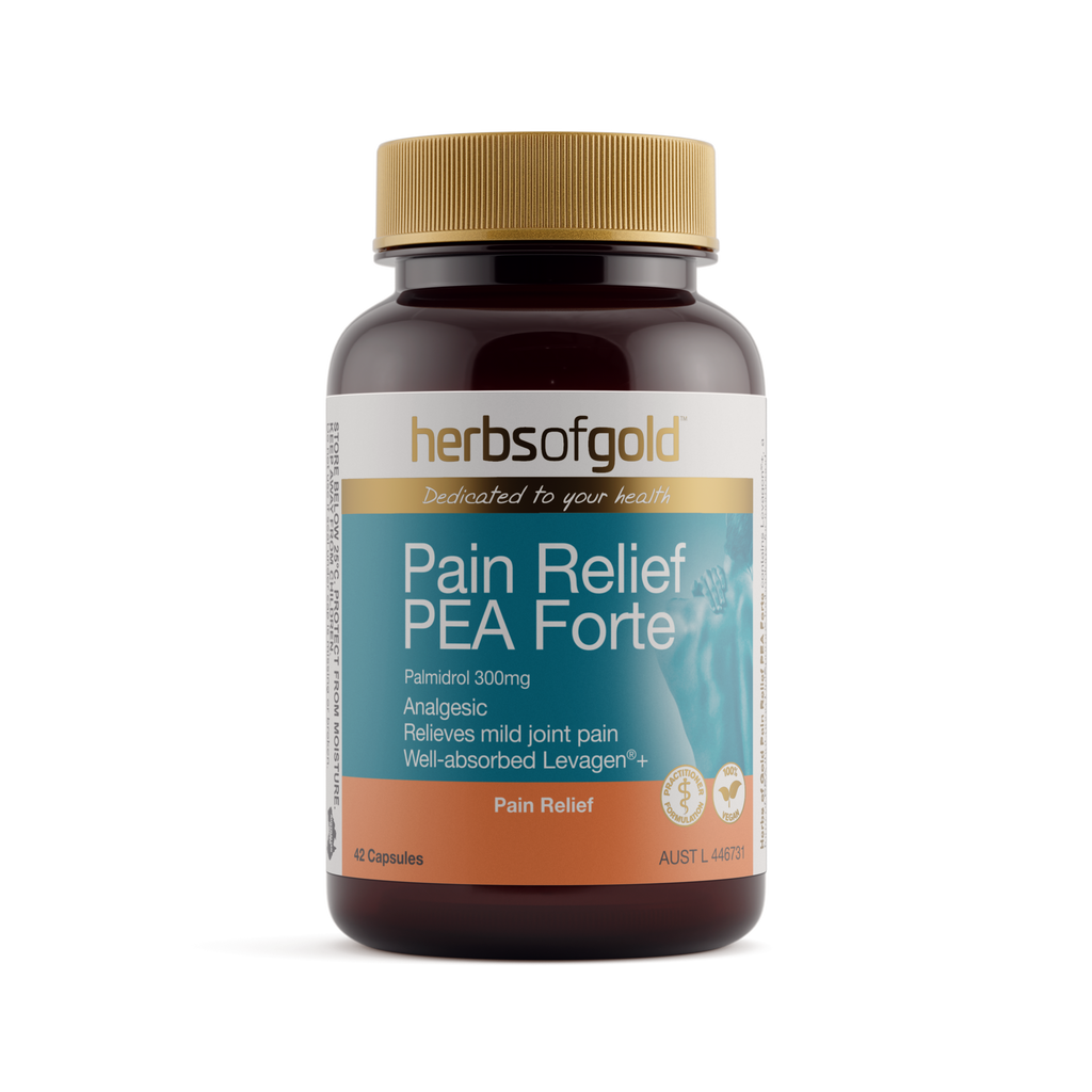 Front view of Herbs of Gold Pain Relief PEA Forte 42 capsules